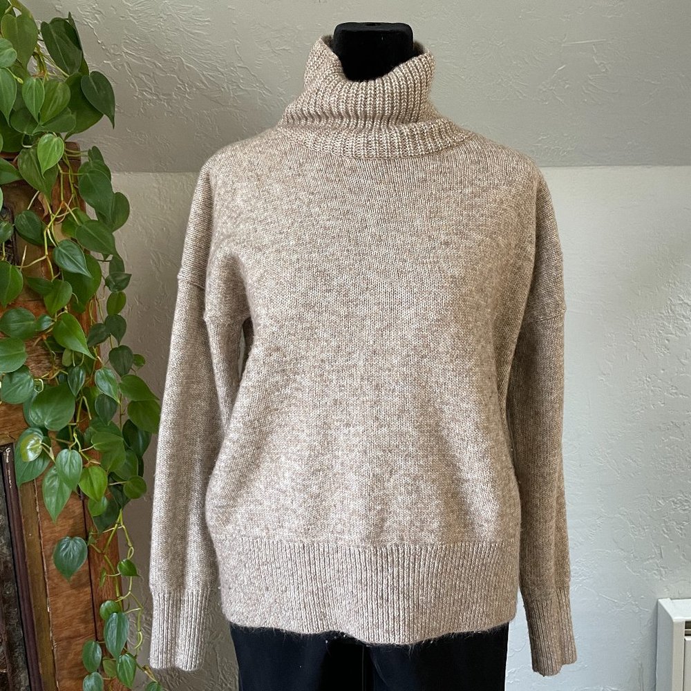 LOFT Beige Speckled Turtleneck Knit Sweater